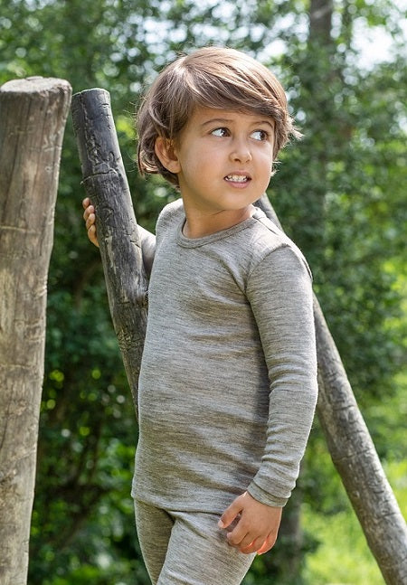 Maillot de corps enfant en soie mérinos manches longues