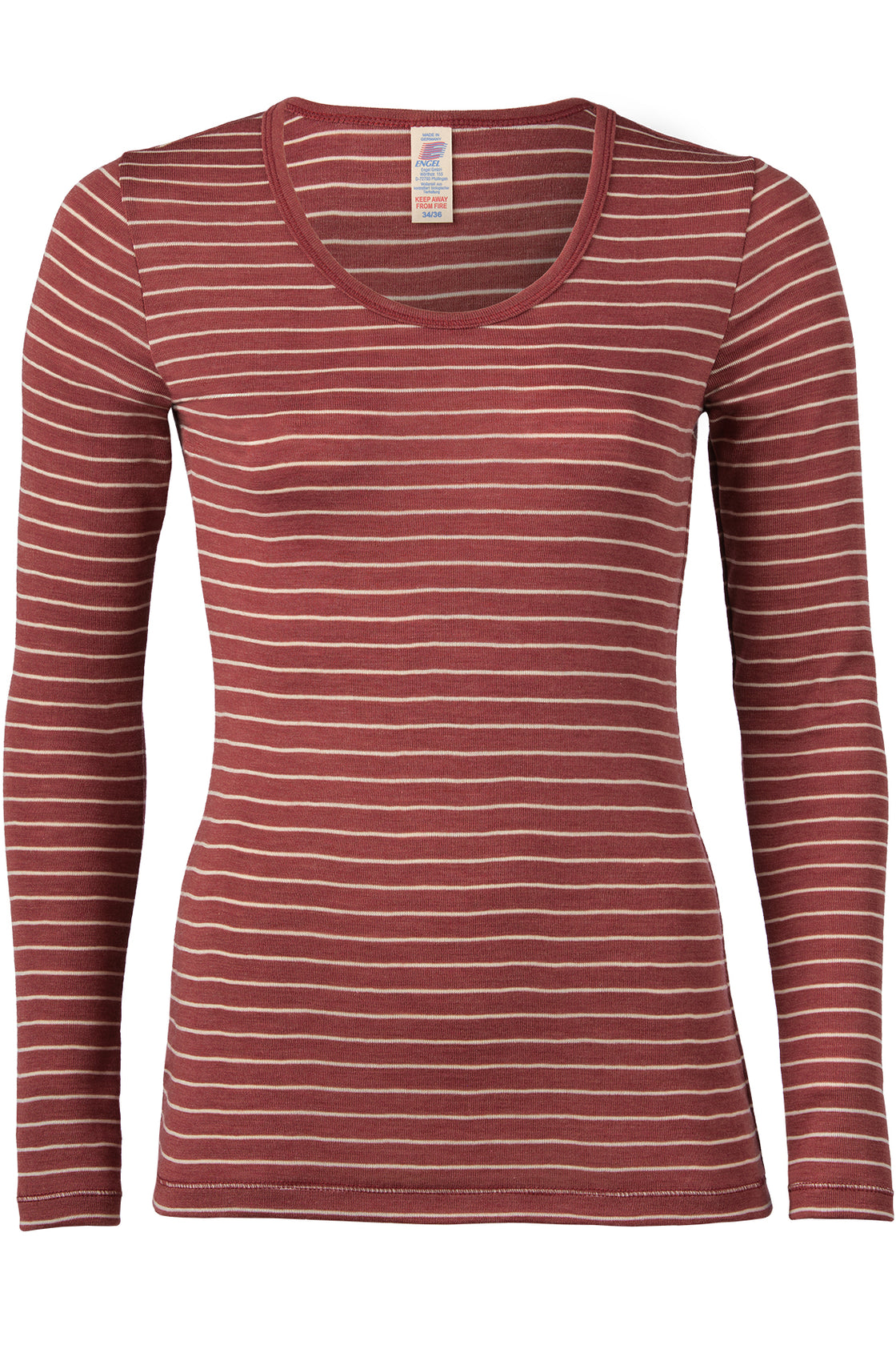 Merino-Seide Langarmshirt gestreift Damen