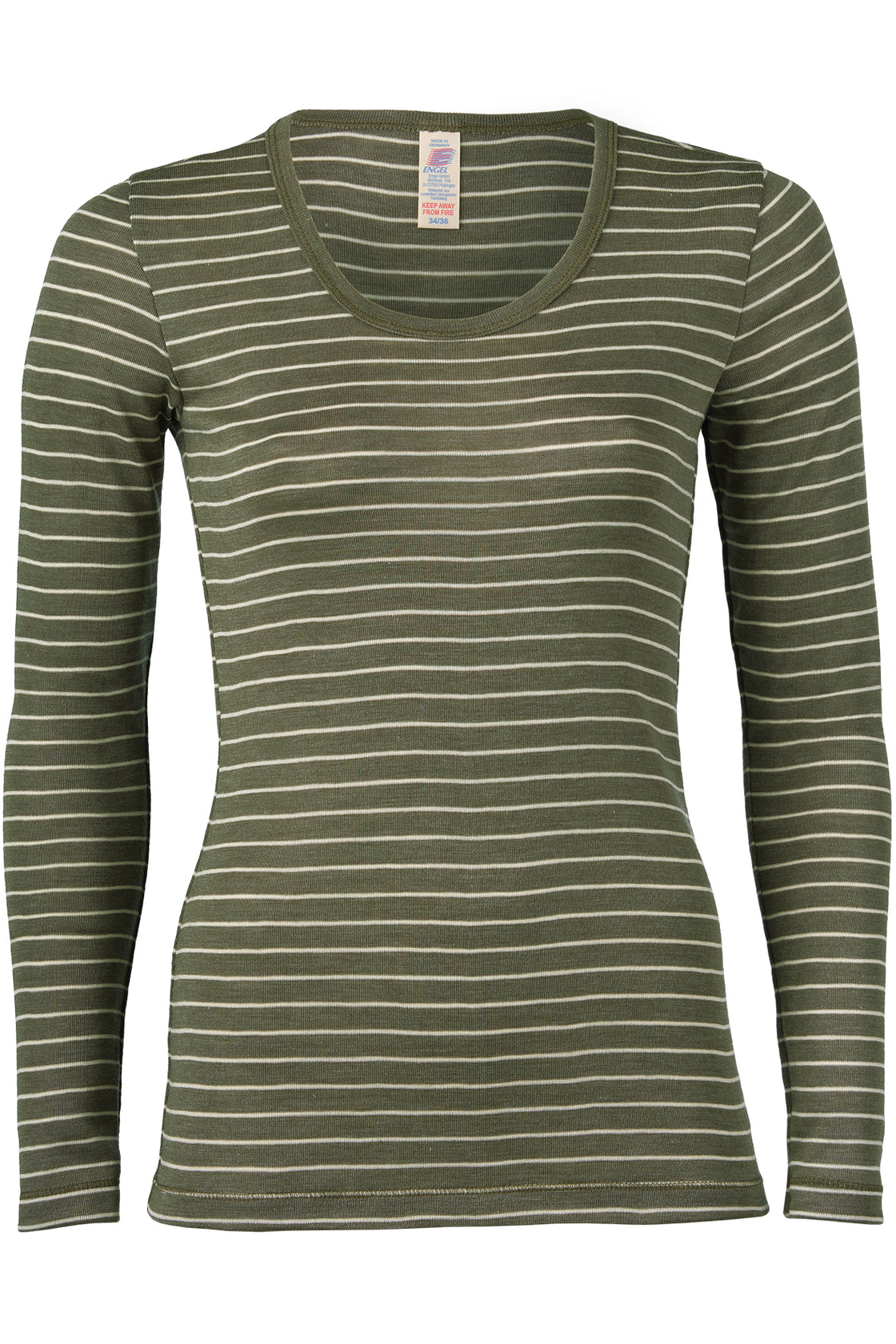 Merino-Seide Langarmshirt gestreift Damen